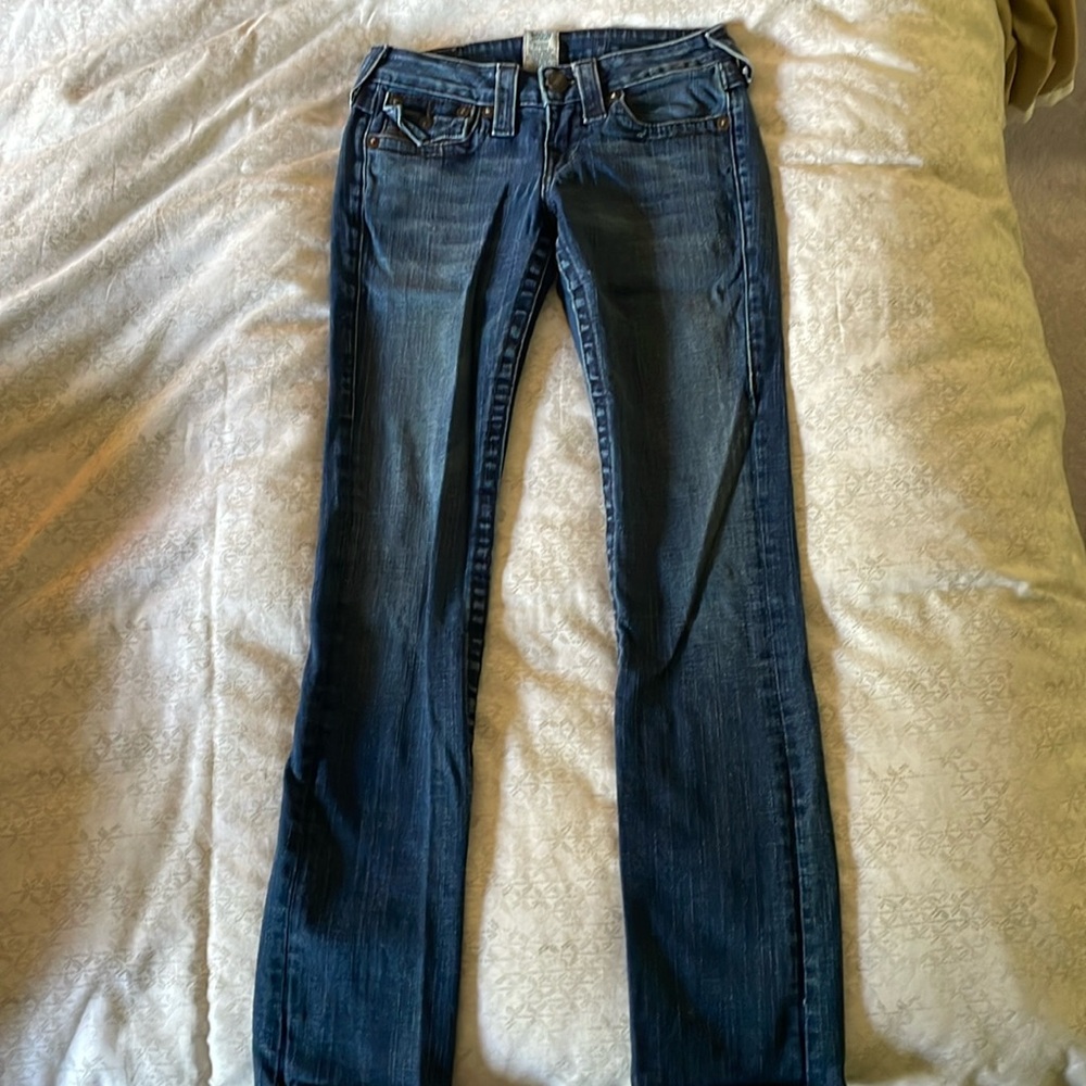 True religion, low rise, vintage, Section Billy with leather detail on pockets